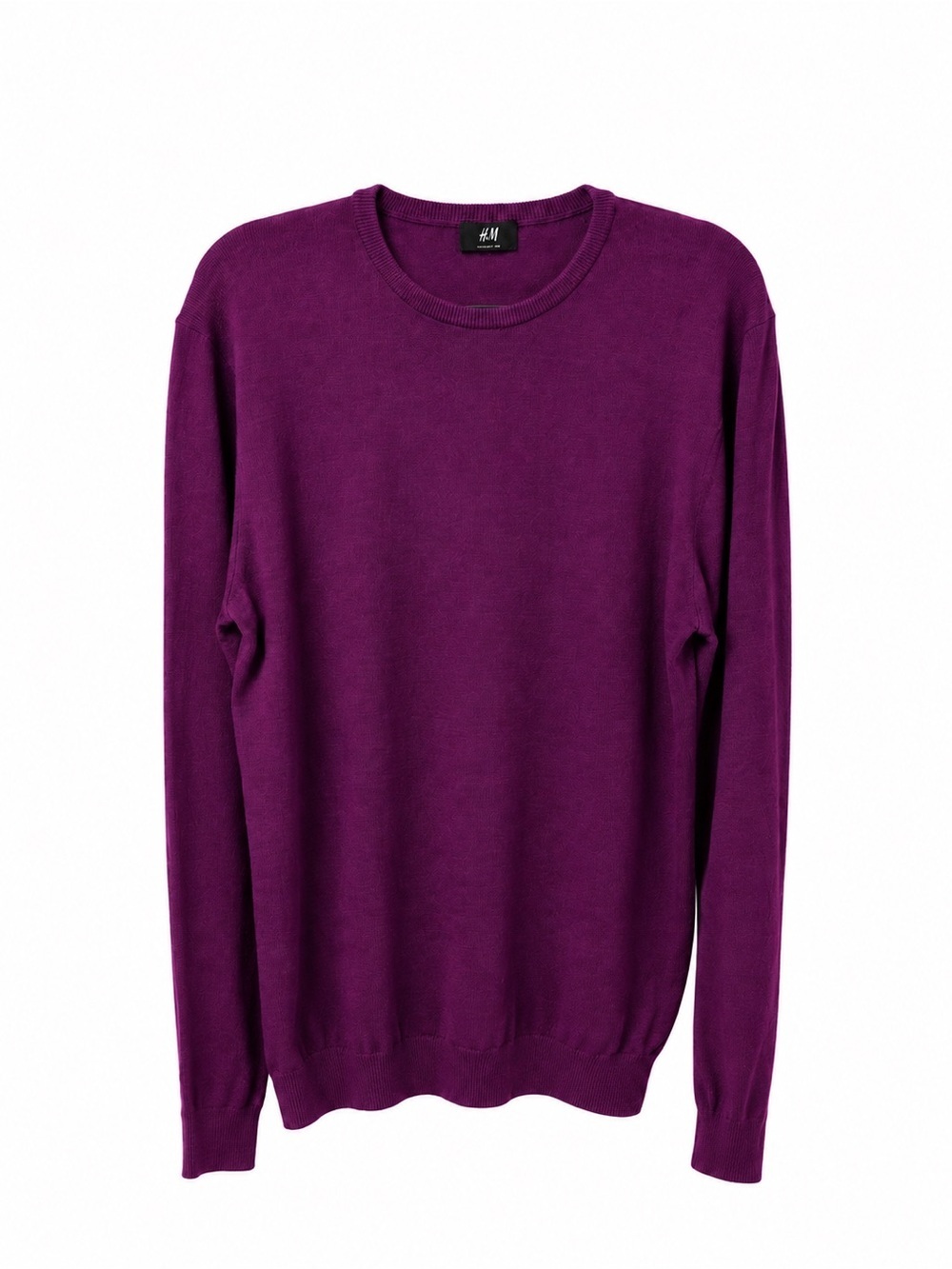 H&M Merino Wool Long Sleeve Crewneck Sweater in Deep Magenta. Chest-41 inches